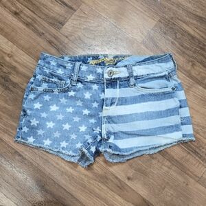 Blue Jean Shorts with Star and Stripe Design